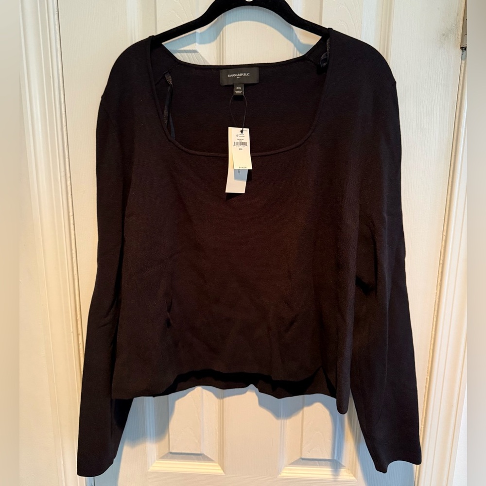 Banana Republic Black Scoop Neck Long Sleeve Top